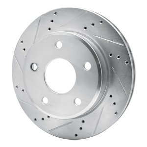 Dodge Dakota Brake Rotor (1) - Front Left - R1 Concepts - Drilled & Slotted - Silver - `05-`11